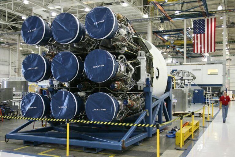 Element of new rocket during construction at factory